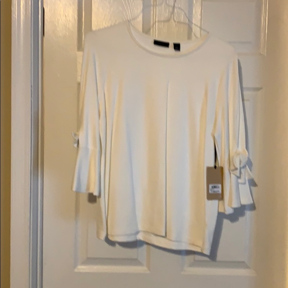 White Talbots blouse with tie sleeve